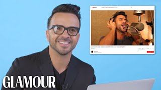 Luis Fonsi Watches Fan Covers On YouTube  Glamour [upl. by Yenruogis]