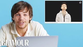 Louis Tomlinson Watches Fan Covers on YouTube  Glamour [upl. by Inalaeham715]