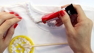 DIY COMO CUSTOMIZAR CAMISETA INFANTIL COM PÉROLAS [upl. by Latsryc]