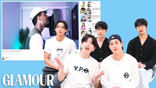 Monsta X Watches Fan Covers on YouTube  Part 3  Glamour [upl. by Massab67]