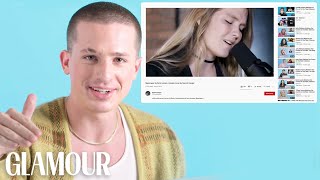 Charlie Puth Watches Fan Covers on YouTube  Glamour [upl. by Karolina872]