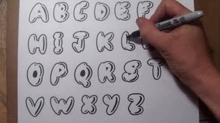 How To Draw Bubble Letters  Easy Graffiti Style Lettering [upl. by Laenahtan]