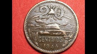 Mexico 20 Centavos 1944 [upl. by Kucik]