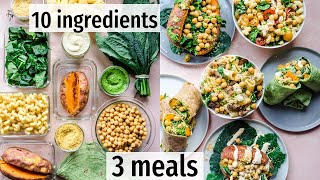 10 ingredients 3 effortless vegan meals  VEGAN MEAL PREP PDF guide [upl. by Eirrotal]