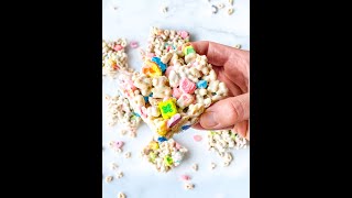 Lucky Charms Rice Krispies for St Patrick’s Day No Bake Dessert 🍀🌈 [upl. by Nosrettap]