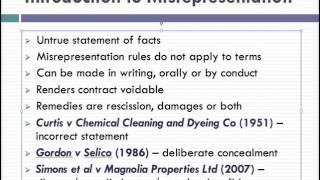 Misrepresentation Lecture 1 of 4 [upl. by Amitak128]