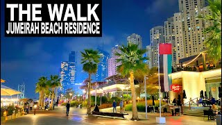 THE WALK at Jumeirah Beach Residence Complete Night Walk  4K  Dubai Tourist Attraction [upl. by Atima]